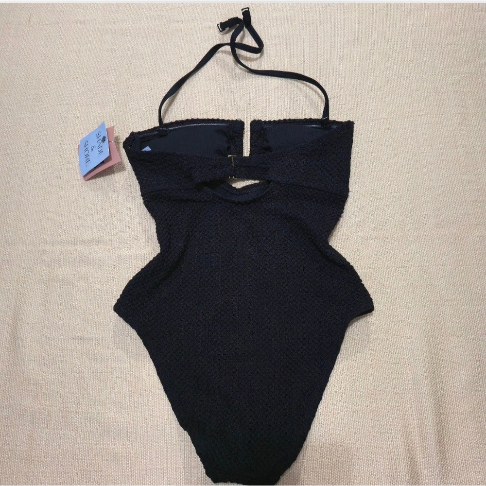 Shade‎ & Shore Womens Black Textured Cutout One Piece Swimsuit XS 238 25 4025 - Picture 5 of 11